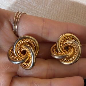 Elegant Gold Knot Clip Earrings